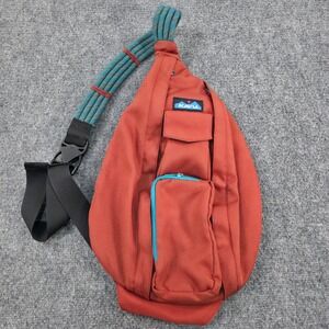 Kavu Rope Sling Bag Burnt Orange Teal Rope Strap Outdoor Travel Crossbody Casual